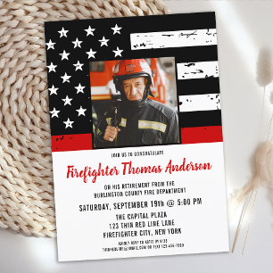 Thin Red Line Photo Firefighter Pension Party Inbjudningar