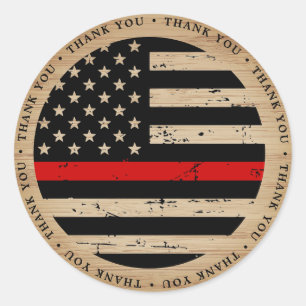 Thin Red Line Rustic Flagga Firefighter Tack Runt Klistermärke