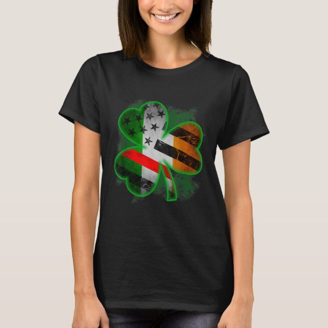 Thin Red Line St patricks day Irish Klöver T Shirt (Framsida)