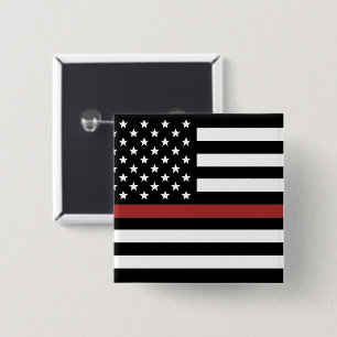 Thin Red Line USA flagga Firefighter Fire Departme Knapp