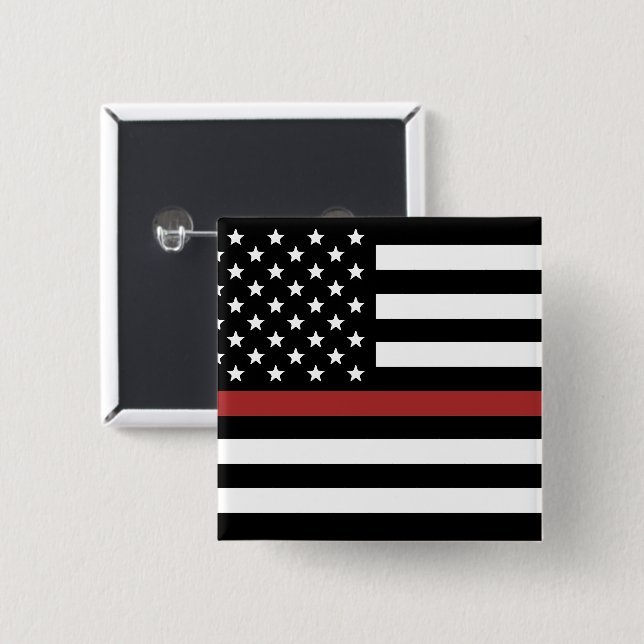 Thin Red Line USA flagga Firefighter Fire Departme Knapp (Framsida & baksida)