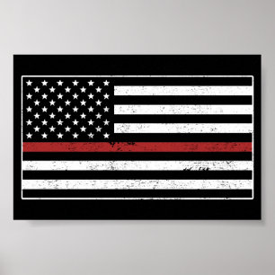 Thin Red Line USA flagga Firefighter Fire Departme Poster