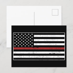Thin Red Line USA flagga Firefighter Fireman Vykort
