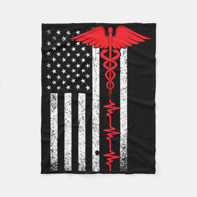 Thin Red Line USA flagga Nurse Fleecefilt (Framsidan)