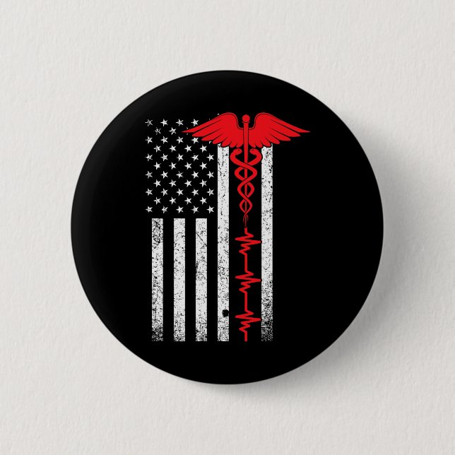 Thin Red Line USA flagga Nurse Knapp (Framsida)