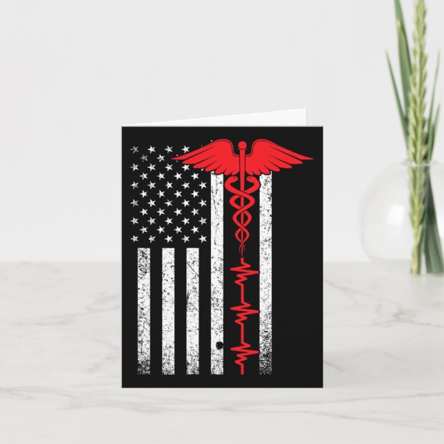 Thin Red Line USA flagga Nurse Kort (Framsida)
