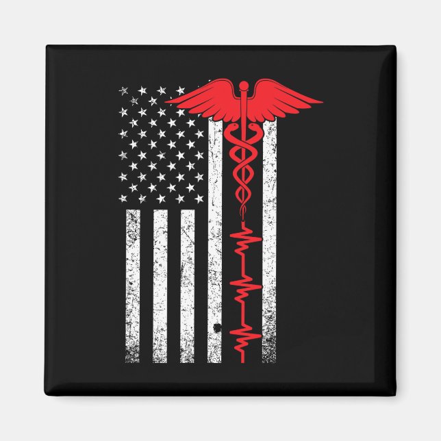 Thin Red Line USA flagga Nurse Magnet (Framsidan)