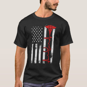 Thin Red Line USA flagga Nurse Patriotic T Shirt
