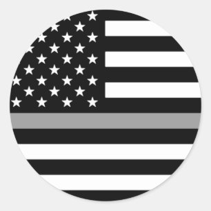 Thin Silver Line American Flagga Runt Klistermärke