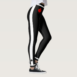 Thin Waistband Canada Maple Löv på Black & White Leggings