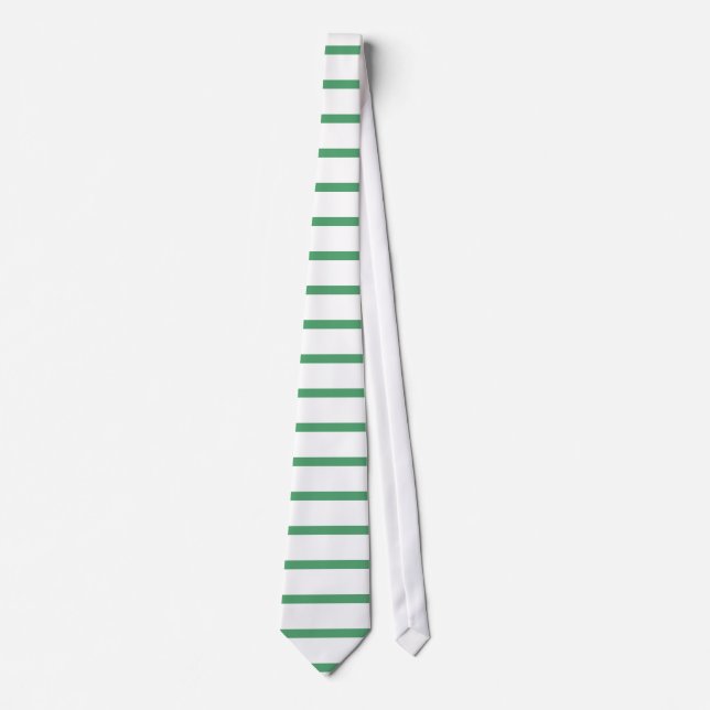 Thin White and Kelly Grönt Vågrät-Stripe Tie Slips (Framsida)