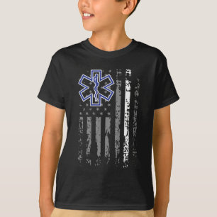 Thin White Line EMS EMT Sjukvårdare American Flagg T Shirt