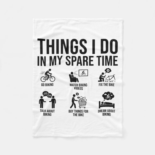 Things I Do In My Spare Time Bicycle Cycling Lover Fleecefilt (Framsidan)