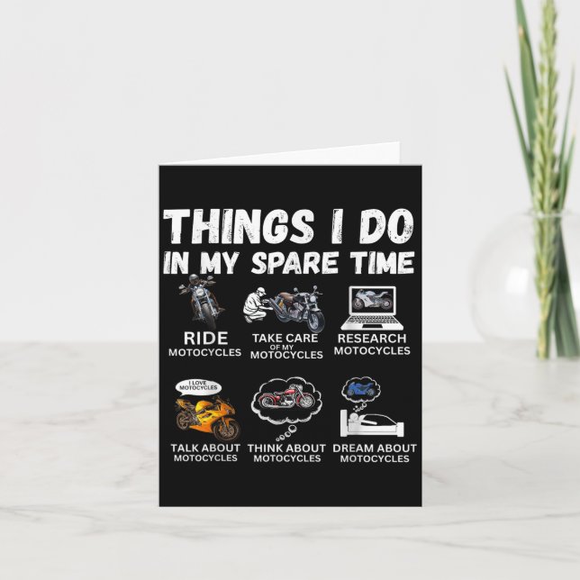 Things I Do In My Spare Time Biker Motorcycle Ride Kort (Framsida)