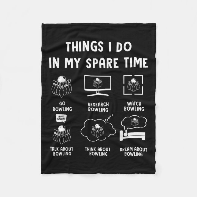 Things I Do In My Spare Time Bowling Bowler  Fleecefilt (Framsidan)