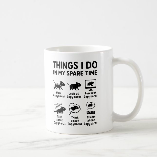 Things I Do In My Spare Time Capybara Funny Pet Kaffemugg (Höger)