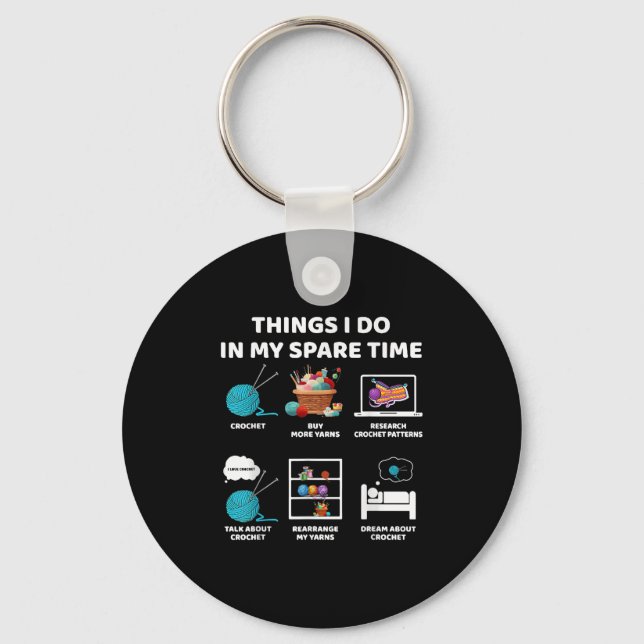 Things I Do In My Spare Time Crochet Knitting Funn Nyckelring (Framsida)