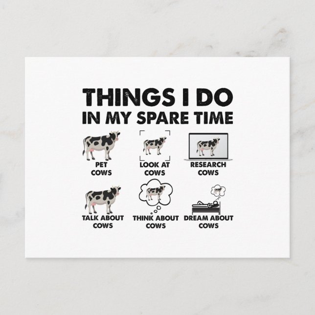 Things I Do In My Spare Time Farmer Cows Gifts Cow Vykort (Framsida)