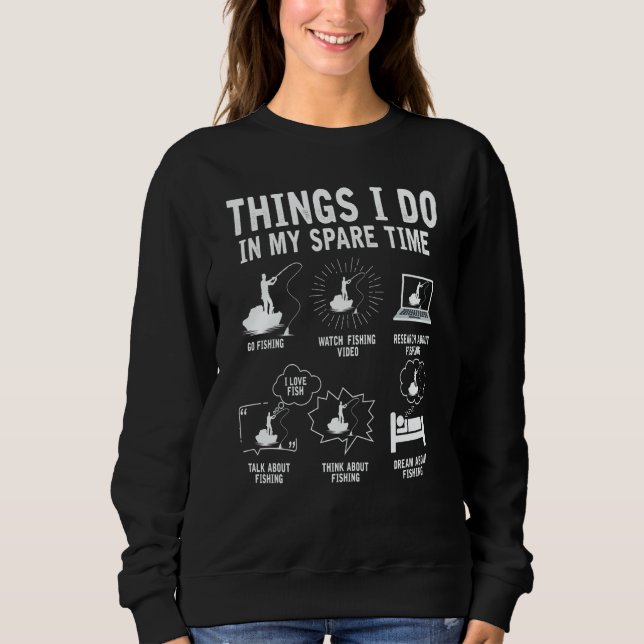 Things I Do In My Spare Time Fishing Rod  Fisherma T Shirt (Framsida)