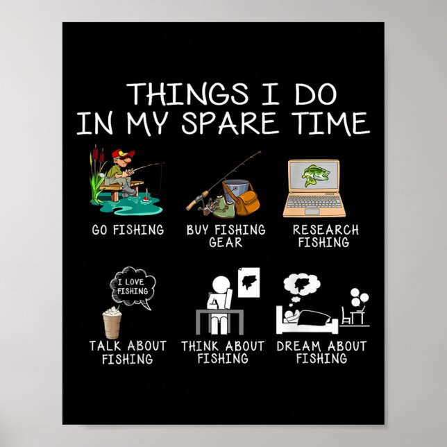 Things I Do In My Spare Time Fishing Rod Funny Fis Poster (Framsidan)