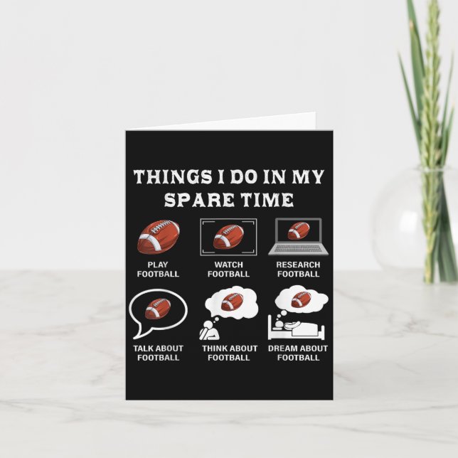 Things I Do In My Spare Time Football Lover Funny  Kort (Framsida)