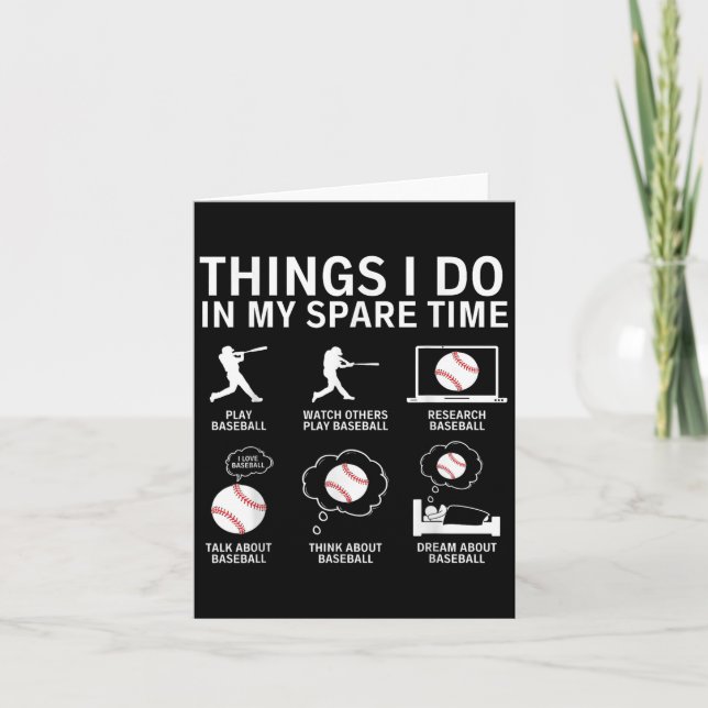 Things I Do In My Spare Time Funny Baseball Player Kort (Framsida)