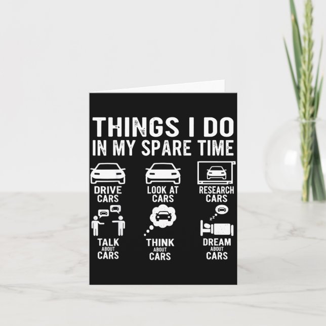 Things I Do In My Spare Time Funny Car Enthusiast  Kort (Framsida)