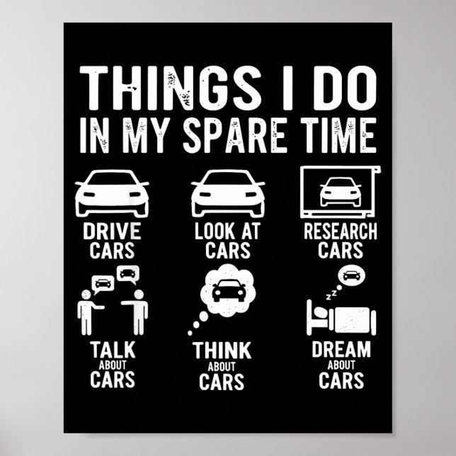 Things I Do In My Spare Time Funny Car Enthusiast  Poster (Framsidan)