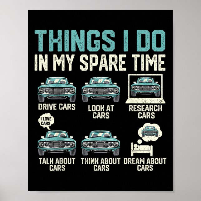 Things I Do In My Spare Time - Funny Car Lover  Poster (Framsidan)