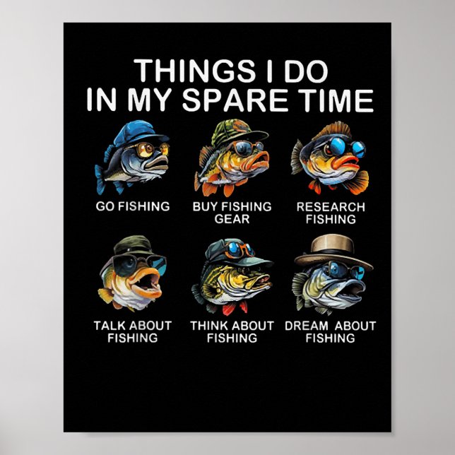 Things I Do In My Spare Time Funny Fishing  Poster (Framsidan)