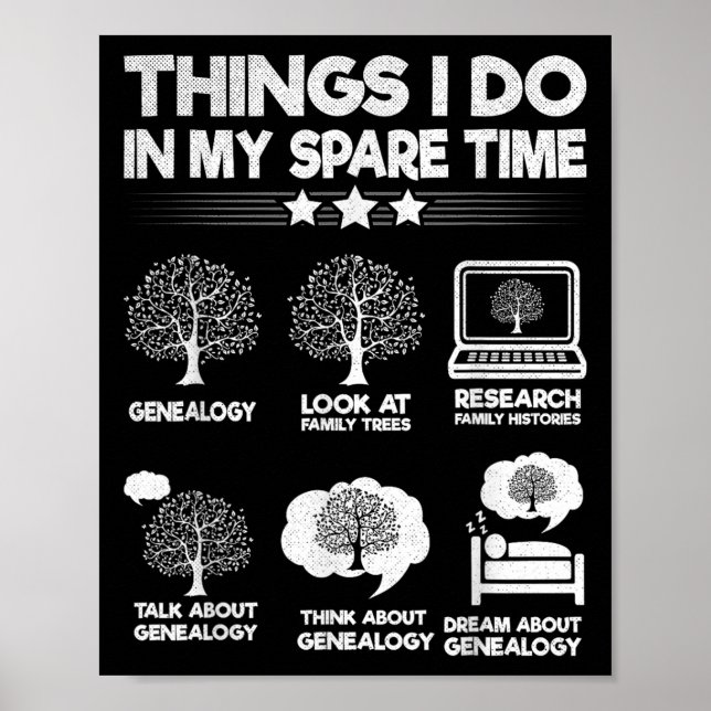 Things I Do In My Spare Time Funny Genealogy  Poster (Framsidan)