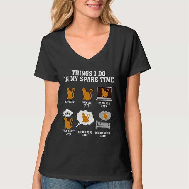Things I Do In My Spare Time Pet Cats Cats T Shirt (Framsida)
