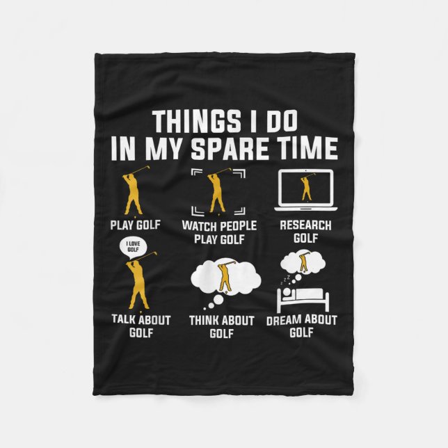 Things I Do In My Spare Time Play Golf  Fleecefilt (Framsidan)