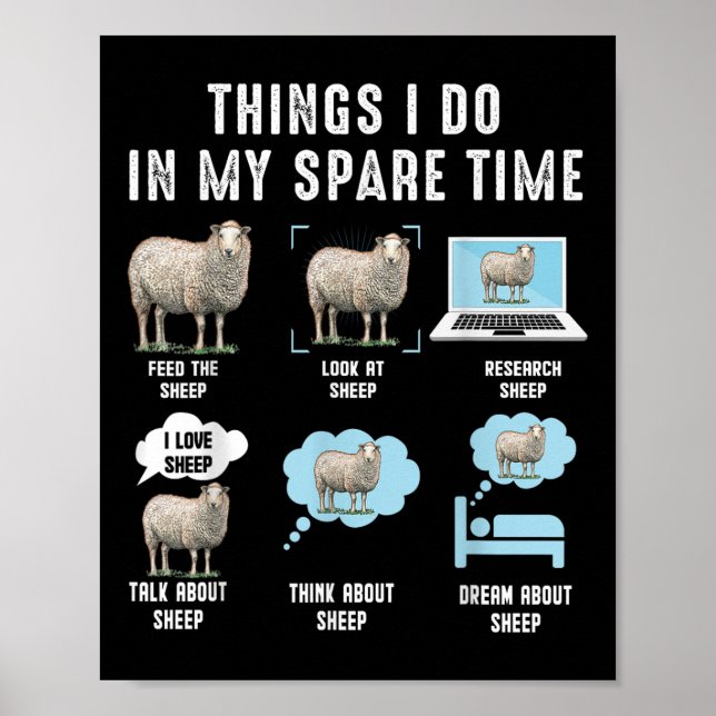 Things I Do In My Spare Time Sheeps Funny Sheep  Poster (Framsidan)