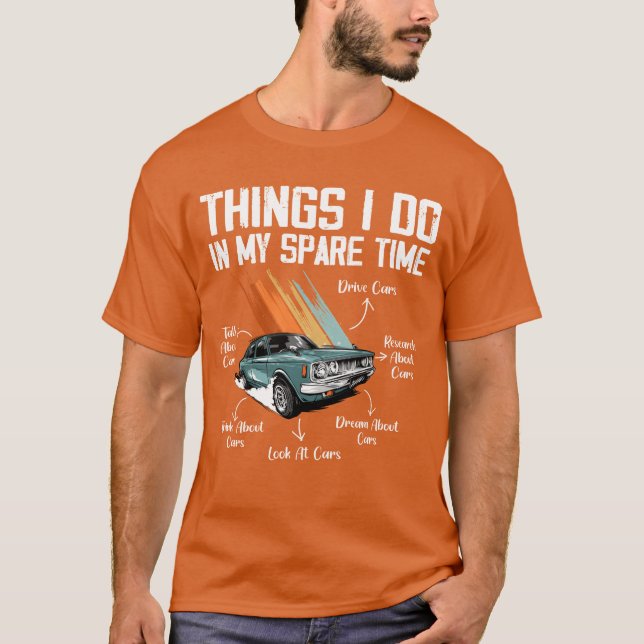 Things I Do In My Spareime Car Enthusiast retro fu T Shirt (Framsida)