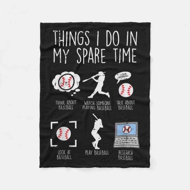 Things I Do Spare Time Baseball Funny Player Men W Fleecefilt (Framsidan)