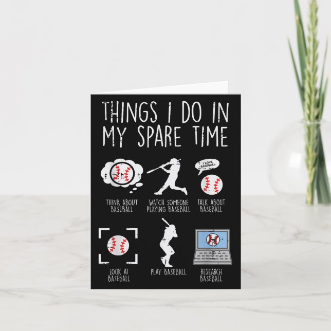 Things I Do Spare Time Baseball Funny Player Men W Kort (Framsida)