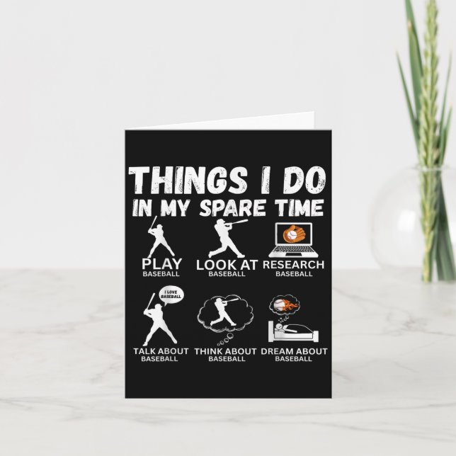 Things I Do Spare Time Baseball Funny Player Men W Kort (Framsida)