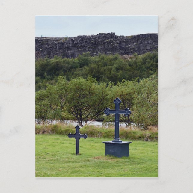Thingvellir Church Cemetery, Island Vykort (Framsida)