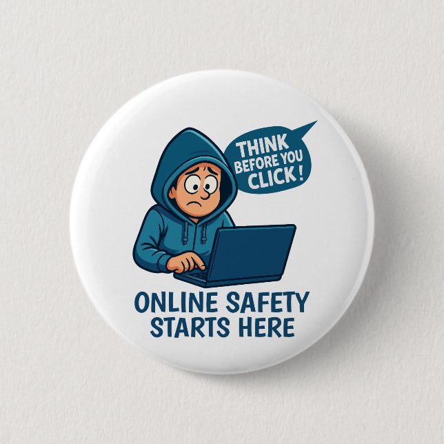 Think Before You Click - Online Safety Awareness Knapp (Framsida)