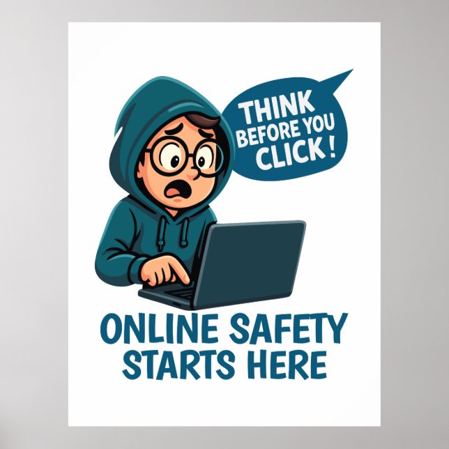 Think Before You Click - Online Safety Awareness Poster (Framsidan)