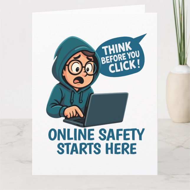 Think Before You Click - Online Safety Awareness Tack Kort (Framsida)