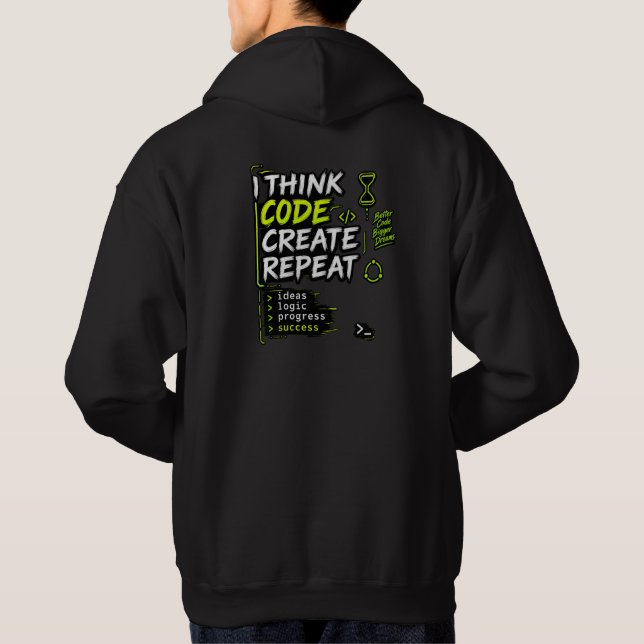 Think Code Create Repeat Hoodie (Baksida)