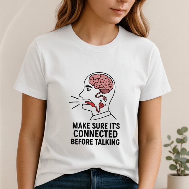 Think First & Talk Less Tee; Cute Conscious Brain T Shirt (Skapare uppladdad)