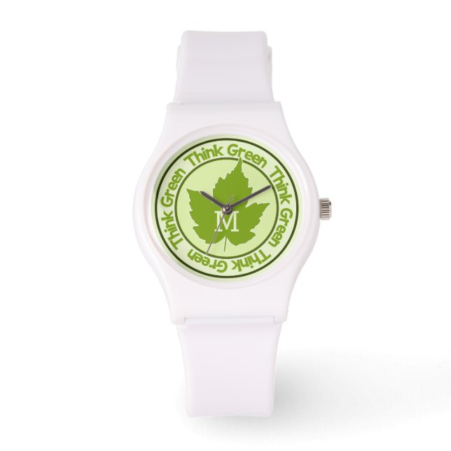 THINK GREEN anpassningsbar monogram Armbandsur (Framsida)