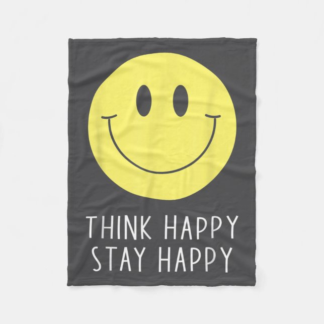 Think Happy Stay Happy Motivation Quote Yellow Smi Fleecefilt (Framsidan)