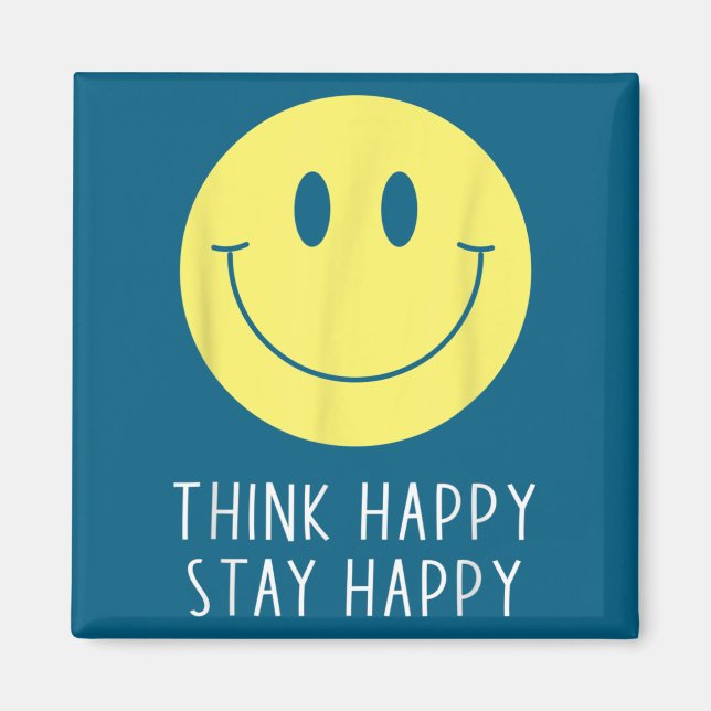 Think Happy Stay Happy Motivation Quote Yellow Smi Magnet (Framsidan)