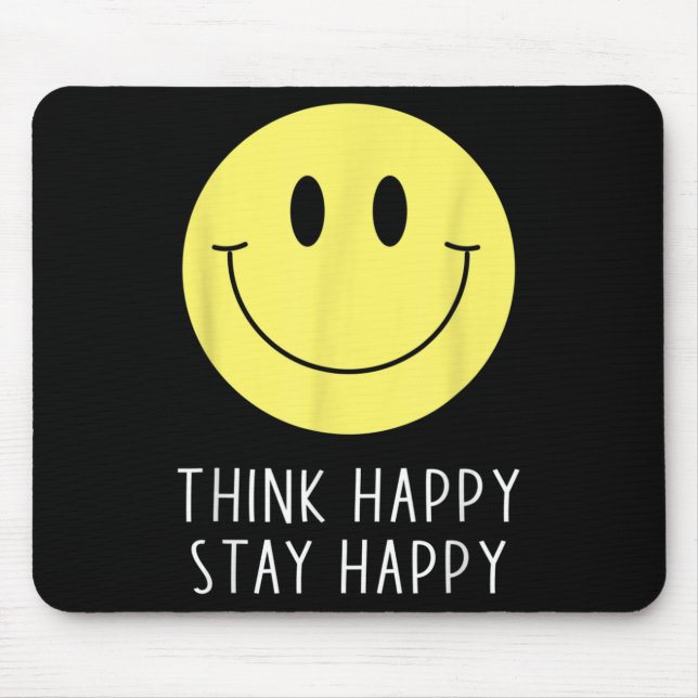 Think Happy Stay Happy Motivation Quote Yellow Smi Musmatta (Framsidan)