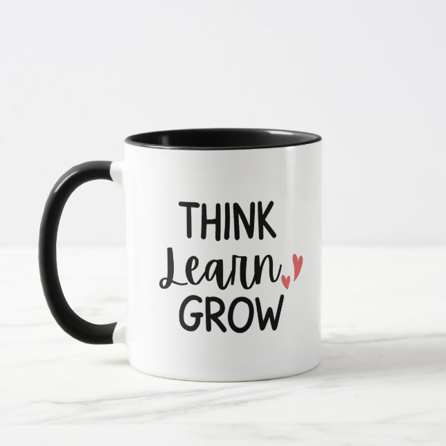 'Think Learn Grow' Teacher Thank You Gift  Mugg (Vänster)