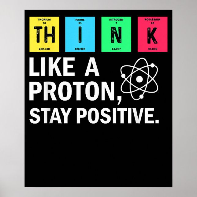 Think Like A Proton Stay Positive Funny Science Poster (Framsidan)